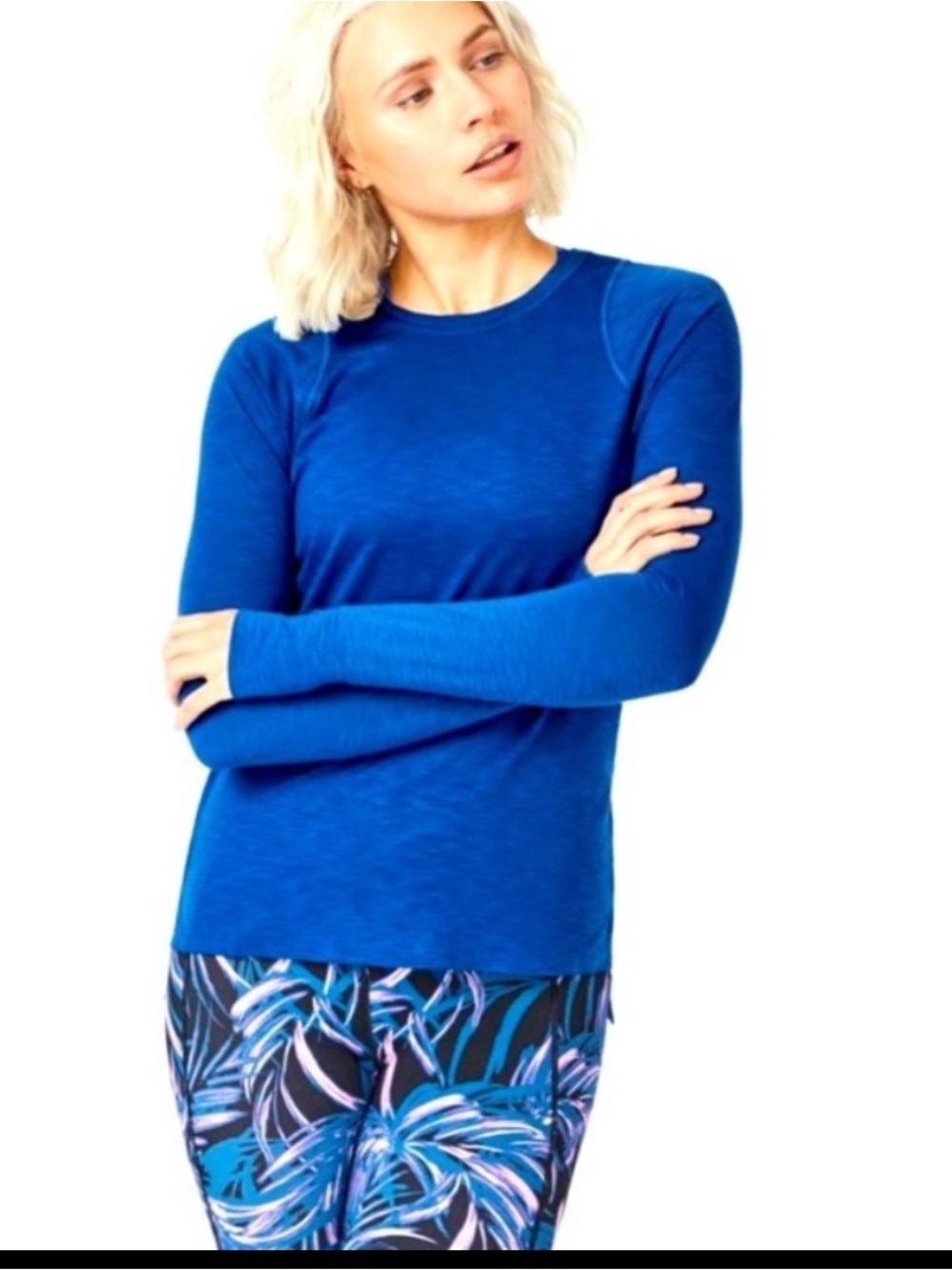 Sweaty Betty Breeze Wool Blend Long Sleeve Active Top Nordic Blue XXS